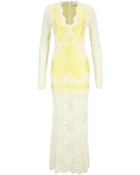 Rabanne - Rabanne Long Sleeved Lace Jersey Maxi Dress - Lyst
