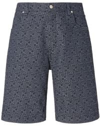 Fendi - Ff Jacquard Denim Shorts - Lyst