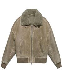 Ami Paris - Zipped Shearling Bomber Jacket - Lyst