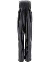 Bottega Veneta - Wide-Leg Leather Jumpsuit - Lyst