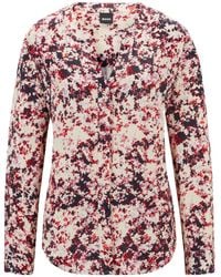 BOSS - Floral-Print Satin Shirt - Lyst
