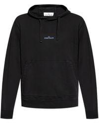 Stone Island - Logo Printed Drawstring Hoodie - Lyst