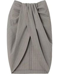 Stella McCartney - Pleated Striped Wool Midi Skirt - Lyst