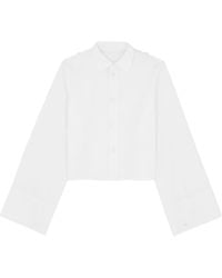 MM6 by Maison Margiela - Bell-Sleeved Cropped Shirt - Lyst