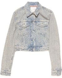 Acne Studios - Monogram Jacquard Cropped Denim Jacket - Lyst
