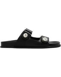 Jimmy Choo - Fayence Pearl-Embellished Slip-On Sandals - Lyst