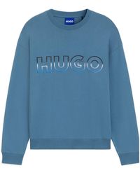 BOSS - Logo-Embroidered Crew-Neck Sweatshirt - Lyst