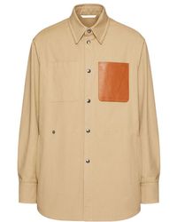Valentino - Logo Patch Collared Button-Up Shirt - Lyst