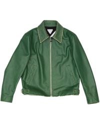 Bottega Veneta - Intrecciato Collar Leather Jacket - Lyst