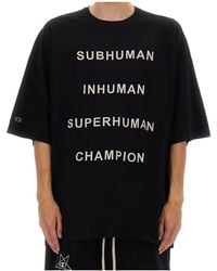 Rick Owens X Champion - Text Printed Crewneck T-Shirt - Lyst