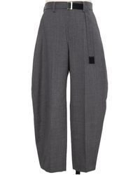 Sacai - Belted Pleated Trousers - Lyst