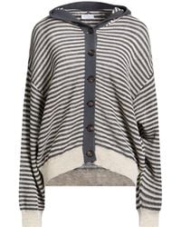 Brunello Cucinelli - Charcoal Cardigan Linen, Polyester, Metallic Fiber, Polyamide - Lyst