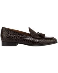Pollini - Outline Belgian Crocodile-Effect Tassel Loafers - Lyst