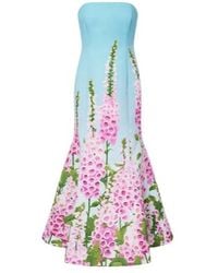 Oscar de la Renta - Floral Printed Bustier Gown - Lyst