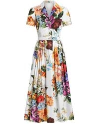 Dolce & Gabbana - Floral Printed Pleated Maxi Dress - Lyst