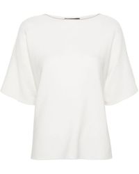 Fabiana Filippi - Beaded-Trim Wide-Neck Knitted Blouse - Lyst