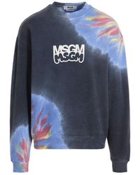 MSGM - Logo Printed Tie Dyed Sweatshirt - Lyst