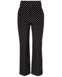 Valentino - Silk Crêpe De Chine Polka-Dot Straight Pants - Lyst