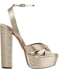 Aquazzura - Sundance 140 Metallic Leather Platform Sandals - Lyst