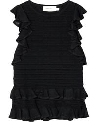 Zimmermann - Luna Ruffled Tiered Ribbed-Knit Top - Lyst