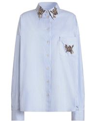 Dolce & Gabbana - Striped Embellished Button-Up Shirt - Lyst