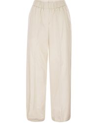 Peserico - Elasticated Waistband Stretch Sateen Trousers - Lyst