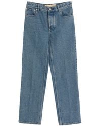 Valentino - Logo Patch Straight Leg Jeans - Lyst