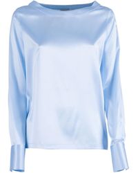 Mazzarelli - Satin-Finish Long-Sleeved Blouse - Lyst