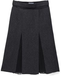 Prada - Slit Detailed Layered Midi Skirt - Lyst