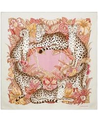 Ferragamo - Cheetah Print Silk Square Scarf - Lyst