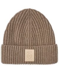 Loewe - Logo Patch Knitted Beanie - Lyst