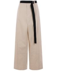 Plan C - Belted Canvas Trousers - Lyst