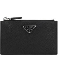 Prada - Logo Plaque Zipped Wallet - Lyst