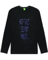 BOSS - T-Shirt With Round Neck And Long Sleeves - Lyst