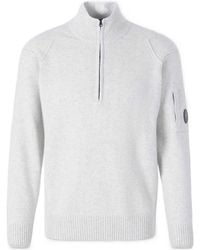 C.P. Company - Lambswool Lens Half Zip Sweater - Lyst