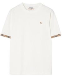 Burberry - Checked-Trim Crewneck T-Shirt - Lyst