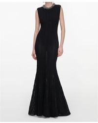Self-Portrait - Beaded Openwork Knit Maxi Skirt - Lyst