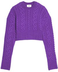 Ami Paris - Ami Cable-Knit Cropped Jumper - Lyst