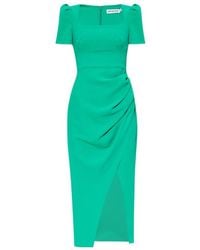 Self-Portrait - Gathered Puff-Sleeve Dress - Lyst