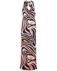 PUCCI - Printed Satin-Jersey Halterneck Maxi Dress - Lyst