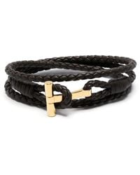 Tom Ford - Leather Bracelet With T-Plate - Lyst