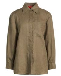 MAX&Co. - Solid Color Long Sleeve Linen Shirt - Lyst