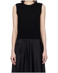 Anine Bing - Moni Crop Wool Blend Knit Crew Neck Vest - Lyst