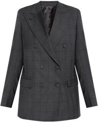 Officine Generale - Double-Breasted Checked Blazer - Lyst