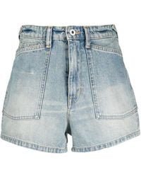 KENZO - Logo Patch Denim Shorts - Lyst