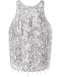 Elisabetta Franchi - Sequin Embellished Cropped Tulle Top - Lyst