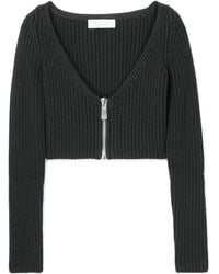 Michael Kors - Cropped Ribbed Wool-Blend Cardigan - Lyst