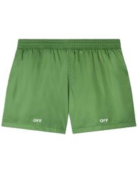Off-White c/o Virgil Abloh - Logo Printed High Waist Swim Shorts - Lyst