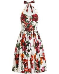 Dolce & Gabbana - Cotton Floral Mini Dress - Lyst