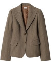 Burberry - Striped Button-Up Blazer - Lyst